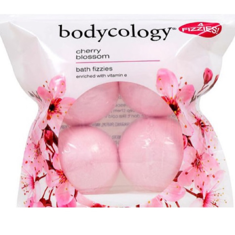 BODYCOLOGY CHERRY BLOSSOM BATH FIZZIES, 4 COUNT